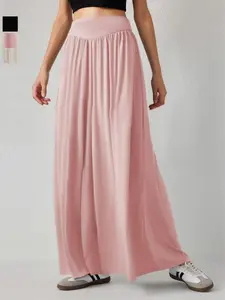 Women's High-Waisted Wide-Leg Pants, Loose-Fitting Dance Long Trousers, Trendy Casual Summer Wear, Fashionable Drop-Leaf Design