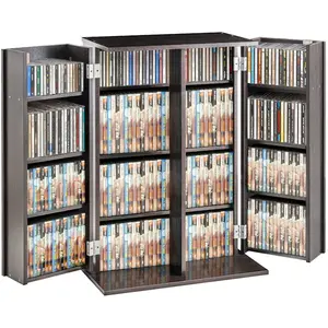 VEVOR Media Storage Cabinet, DVD Cabinet with Doors and Shelves, CD Storage Holds up to 576 CDs, Adjustable DVD Shelf, Protects Organizes Music, Movie, Video Games or Collections-Espresso
