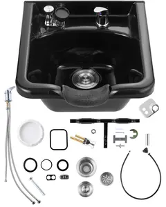 Shampoo Bowl Sink In Black ABS Plastic For Salon And Spa Use, Professional Hair Salon Equipment, Hair Washing Station, Easy-Clean Design, Durable Hair Stylist Sink For Salons And Beauty Spas, Ideal For Spa And Hair Studio Services
