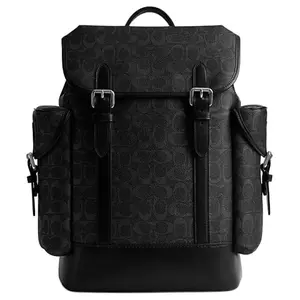 COACH Hitch 31 Logo Coated Canvas Backpack for Men in Black