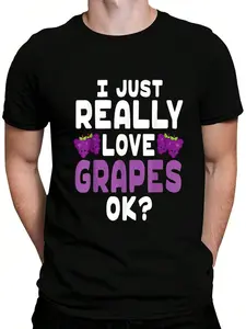 100% Cotton Kawaii Grape For Grape Lovers - Cute I Love Grapes OK T-Shirt Women's Men's Graphic Tee Crew Neck summer vacation Tops