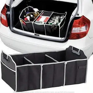 Large-Capacity Foldable Car Trunk Storage Bag with 3 Compartments, Waterproof & Portable, Universal for SUVs, Sedans, Trucks,Storage Box(FS)