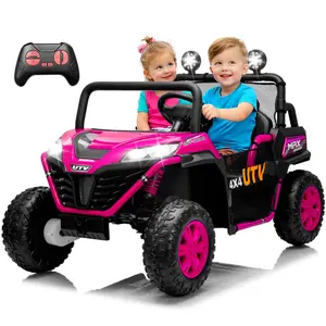 24V 2 Seater Ride on Toy, UTV Car with Remote Control, Protective Net, Shock Absorbers, LED Lights, Music, 4WD Electric Car Toys