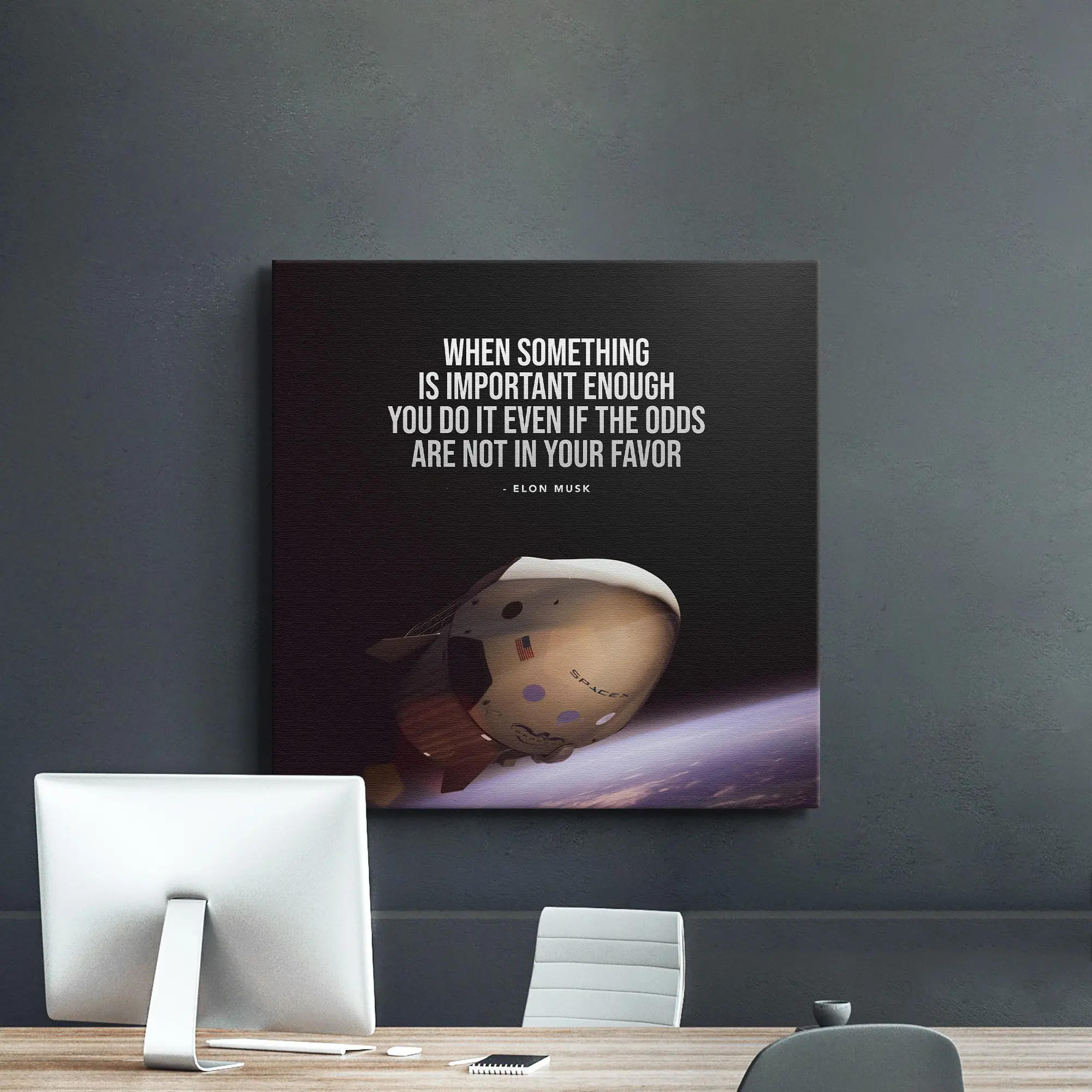 Elon Musk Space X Poster Wall Art, Inspirational Home Office Art Print, Successful Entrepreneur Wall Decor, Motivational Gym Quote