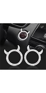 WINKA 2pcs Bling Car Engine Start Button Cover Diamond Crystal Push Start Stop Button Ring Sparkly Bling Ignition Button Cover Rhinestone Keyless Ignition Ring Universal Car Accessories (Red)