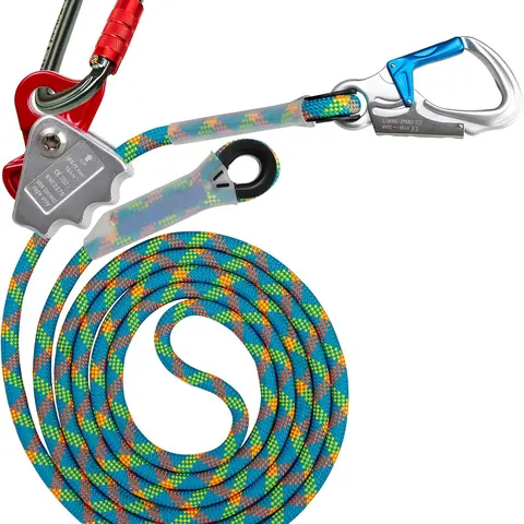 Flip Line Kit 11FT Polyester Lanyard Kit with Triple Lock Carabiner Adjuster, Steel Swivel Snap, Adjustable Positioning Rope for Fall Protection, Arborist, Tree Climbers