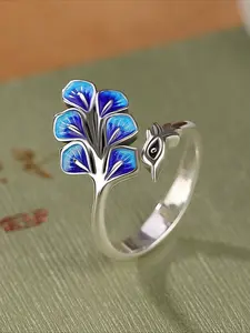 Unique Vintage Elegant and Exquisite Blue Peacock Open Ring Statement Ring. A Gift for Women for Daily Use, for Vacation, for Music Festival Anniversary, for A Couple, or As A Gift for Her.