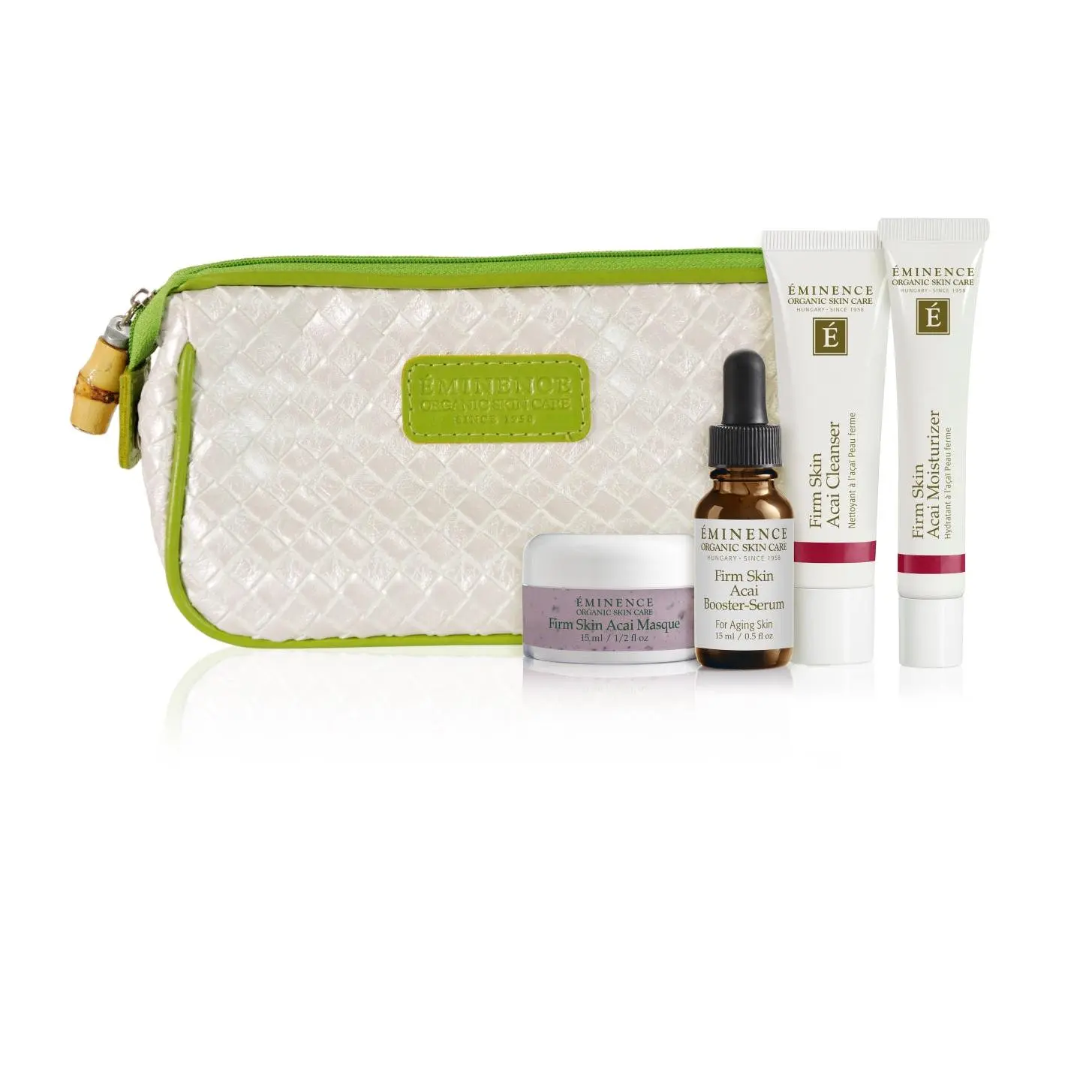 Eminence Organics Firm Skin Starter Set - Organic Skincare Kit with Hyaluronic Acid Moisturizer, Vitamin C Cleanser, and Acai-Infused Benefits for All Skin Types, Smooth