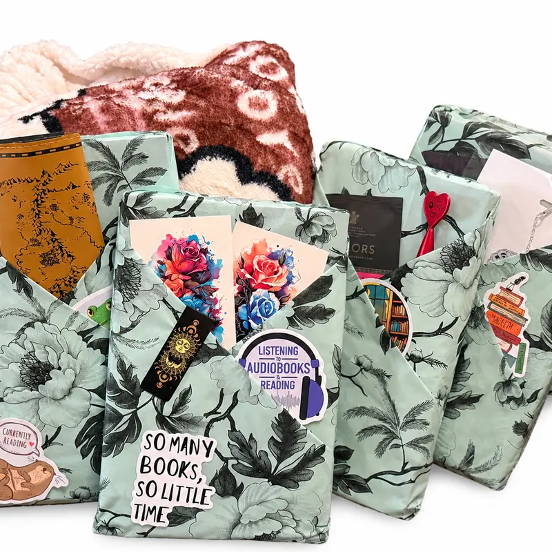 Bookish 7-Piece Gift Box Bundle with Tote - Unisex Birthday Set Including 1 Bookish Sign, 1 Cozy Blanket, Cup