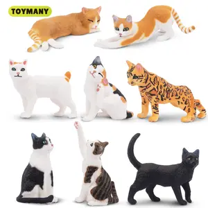 TOYMANY 8PCS Realistic Plastic Cat Figurines Set, Educational Action & Toy Figures, Decor Ornaments & Cake Decor Supplies for Kids’ Halloween, Christmas Gifts