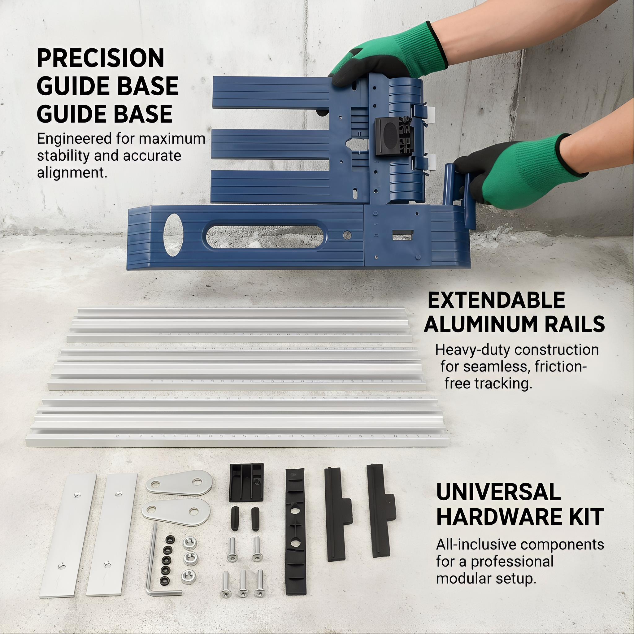 Circular Saw Guide Kit – Non-Powered Precision Tracking System with Quick Adjustment Clamp – Professional Woodworking Tool Set for Cabinetry, Plywood & Straight Cuts – Firm Grip Design