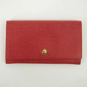 Pre-owned CHRISTIAN DIOR Leather small leather goods Red Long Wallet #2465