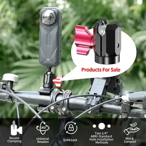 Feichao Action Camera Bracket, Extended Connection Mount for 17mm Ball Head, Motorcycle Handlebar & Rearview Mirror Clamp Adapter
