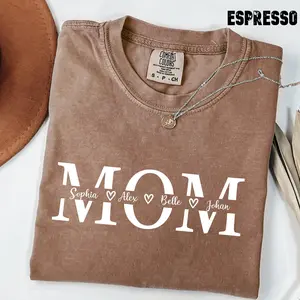 Comfort Colors® Custom Mom Shirt, Personalized Mama Gift, Mother's Day Gift, Custom Name Shirt, Children Name Mom Shirt