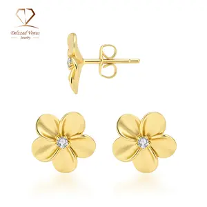 Delzzad Solar Bloom Stud Earring Flower Earrings VVS Synthetic Moissanite Earrings Jewelry Copper Studs Perfect Birthday Engagement Wedding Anniversary Christmas Valentine's Day Mother’s Day Gifts