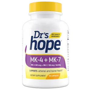 Dr's Hope Vitamin K2 MK4 + MK7 90ct for Strong Bones & Cardiovascular Health Support Made in USA Non-GMO Verified Kosher Certified