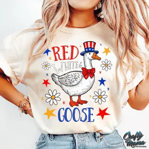 RTS RED WHITE GOOSE JULY 4TH DTF DIRECT TO FILM transfers ADULT 10X12  21-G