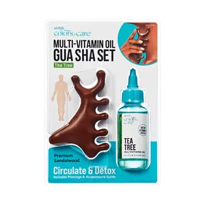 Kiss Colors & Care Multivitamin Oil & Gua Sha - Tea Tree