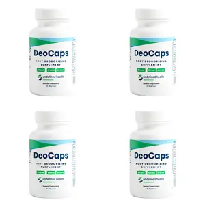 DeoCaps 4-Pack Body Deodorizing Supplement Vegan Clean Fresh with Chlorophyllin Sage Zinc & Magnesium for Odor Control