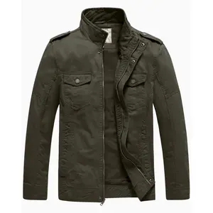 Wenven Men'S Lightweight Cotton Work Jacket Windbreaker Utility Coat Green S WenVen