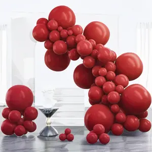 PartyWoo Burgundy Balloons 100pcs Different Sizes of 18 12 10 5 Inch Dark Red Maroon Ruby Red Balloon Arch Kit Garland for Graduation Valentine's Day Wedding Anniversary Party Decorations Red-Y75