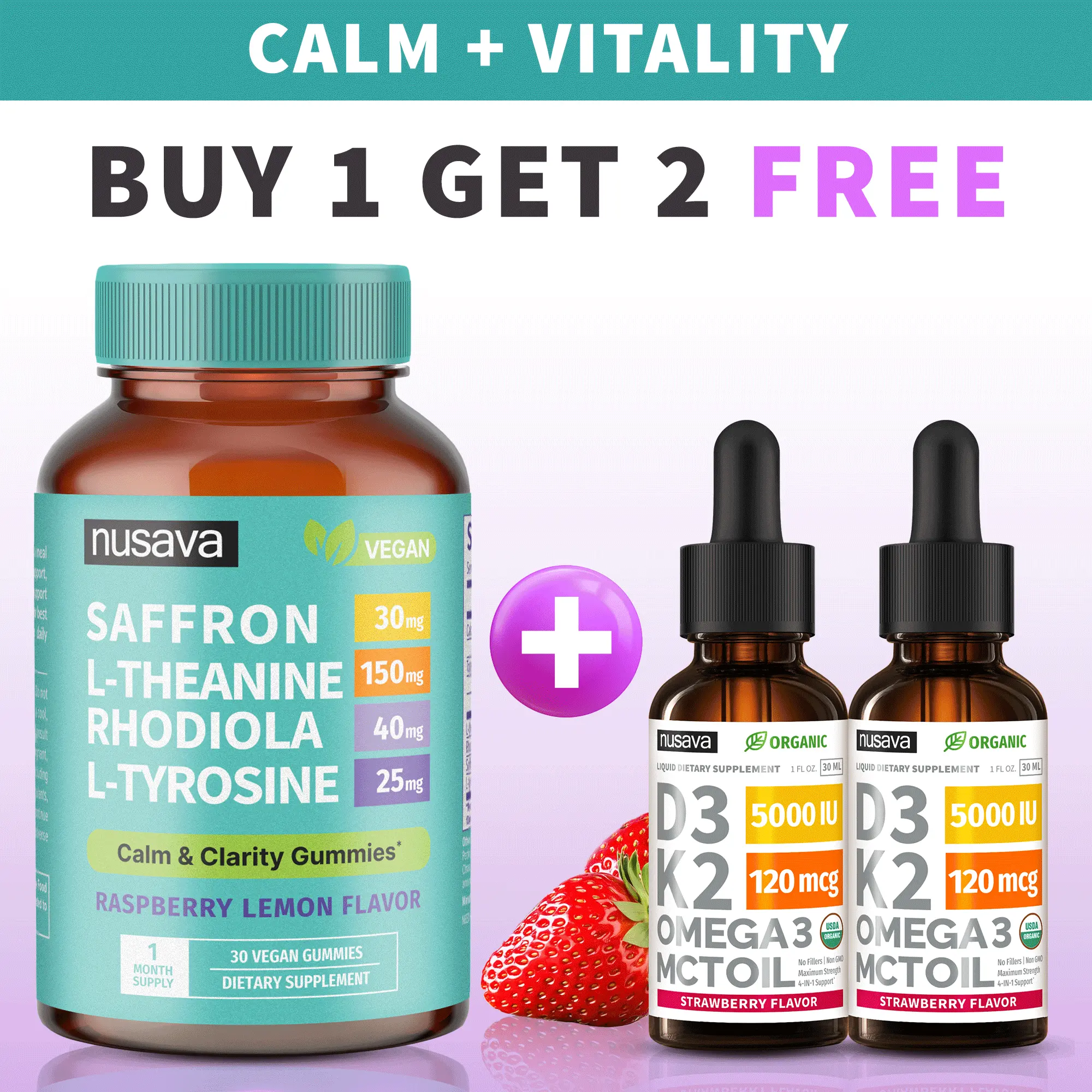 Calm Vitality Stack | Saffron Gummies + D3 K2 Liquid Drops