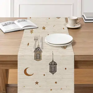 Arabian Lantern Table Runner, Stars Crescent Design, Ramadan Festival Decor, Indoor Outdoor Use, Home Decoration