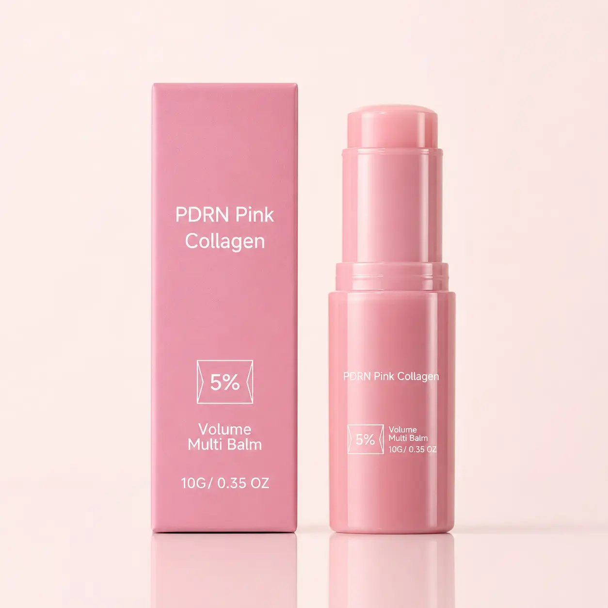 Pink Collagen Multi Balm Stick Infused with Volufiline - 10g Portable Korean Skincare, Moisturizing Glow Stick for Dry-Looking Skin, Smooth Base for Face & Neck
