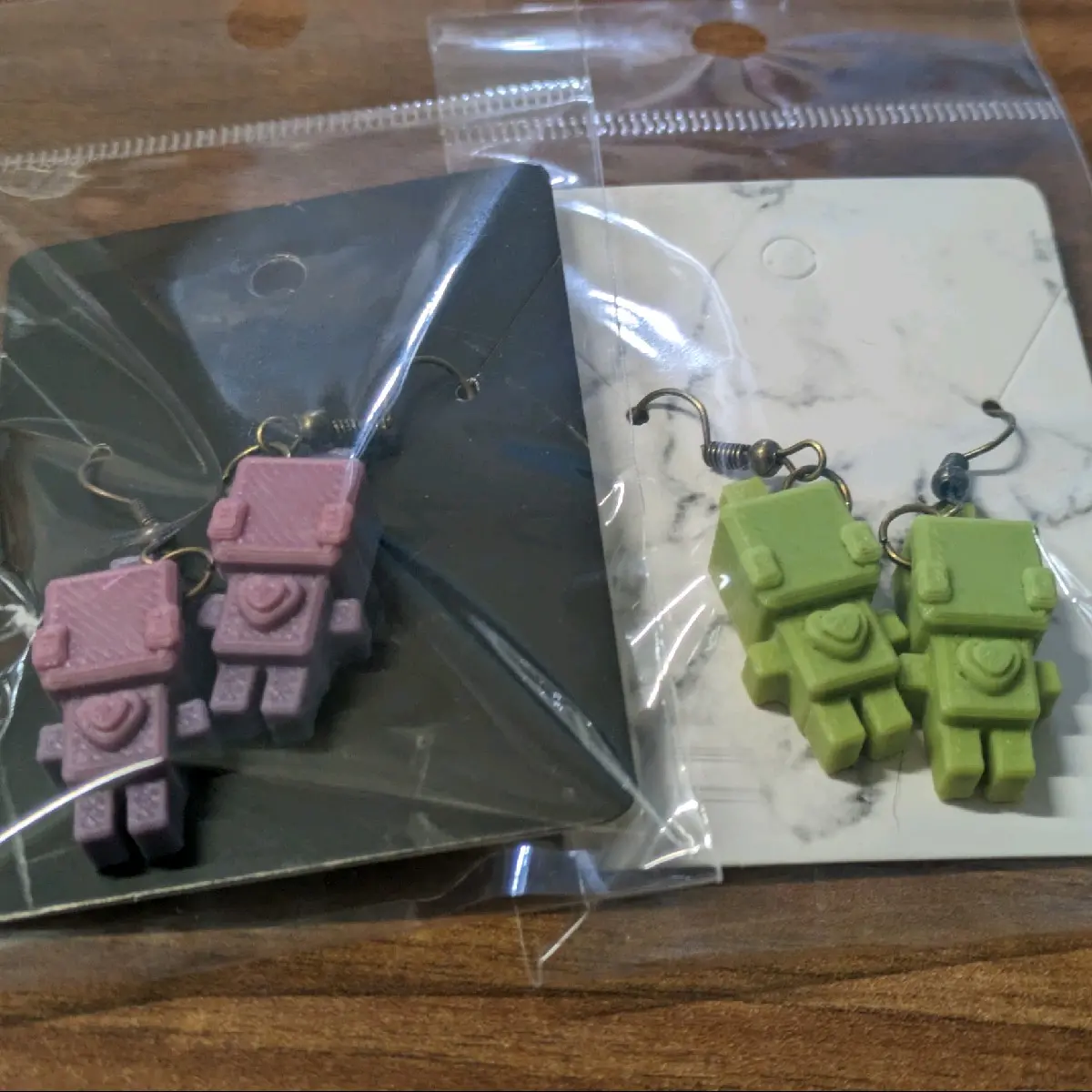 3D 8Bit Robot Earrings