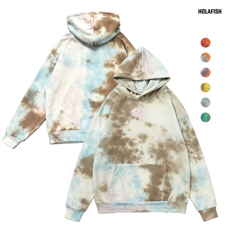 Holafish Women's Retro Tie-Dye Hooded Long-Sleeve Cotton Everyday Hoodie - Unisex Ribbed Soft Fabric, Comfortable Fit Casual Top, Christmas & New Year Gift for Her
