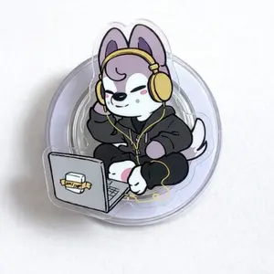 Cute Wolf with Headphones Magsafe Phone Grip – Magnetic Pop Socket & Kickstand – K-POP Lover Gift