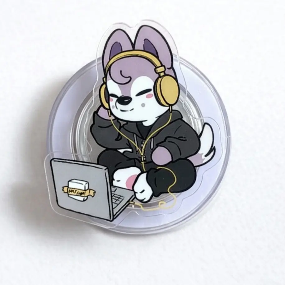 Cute Wolf with Headphones Magsafe Phone Grip – Kpop Lover Gift