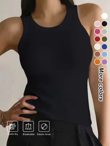 Women's Ribbed Stretchy Tank Top – Slim Fit Sleeveless Crew Neck Yoga Workout Summer Casual Basic Top Slinky