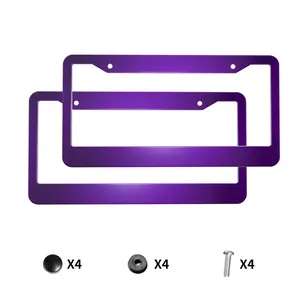 Aluminum Alloy Purple License Plate Frame (Dual-Hole) — Suitable for Vehicle Front & Rear License Plates; Includes Nuts and Screws; Purple Finish; License Plate Mounting Accessories