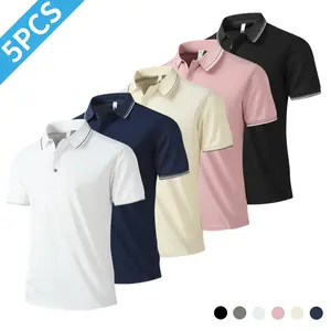Men's polo shirt, casual and fashionable home wear, plain-colored short-sleeved, striped collar, breathable daily/golf shirt, a gift for him