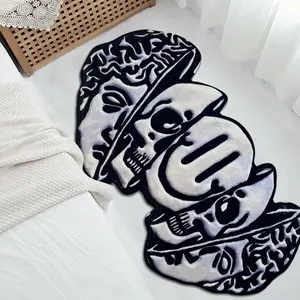 Large Skull Pattern Decorative Area Rug, Soft Plush Home Decor Mat, Unique Design for Living Room & Bedroom, Hand Wash Only, Indoor Use