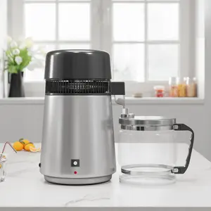 Garvee 1.1 Gal/4L Stainless Steel Countertop Water Distiller with Glass Container, 750W Desktop Drinking Water Purifier and Distilling Kit in Silver Finish