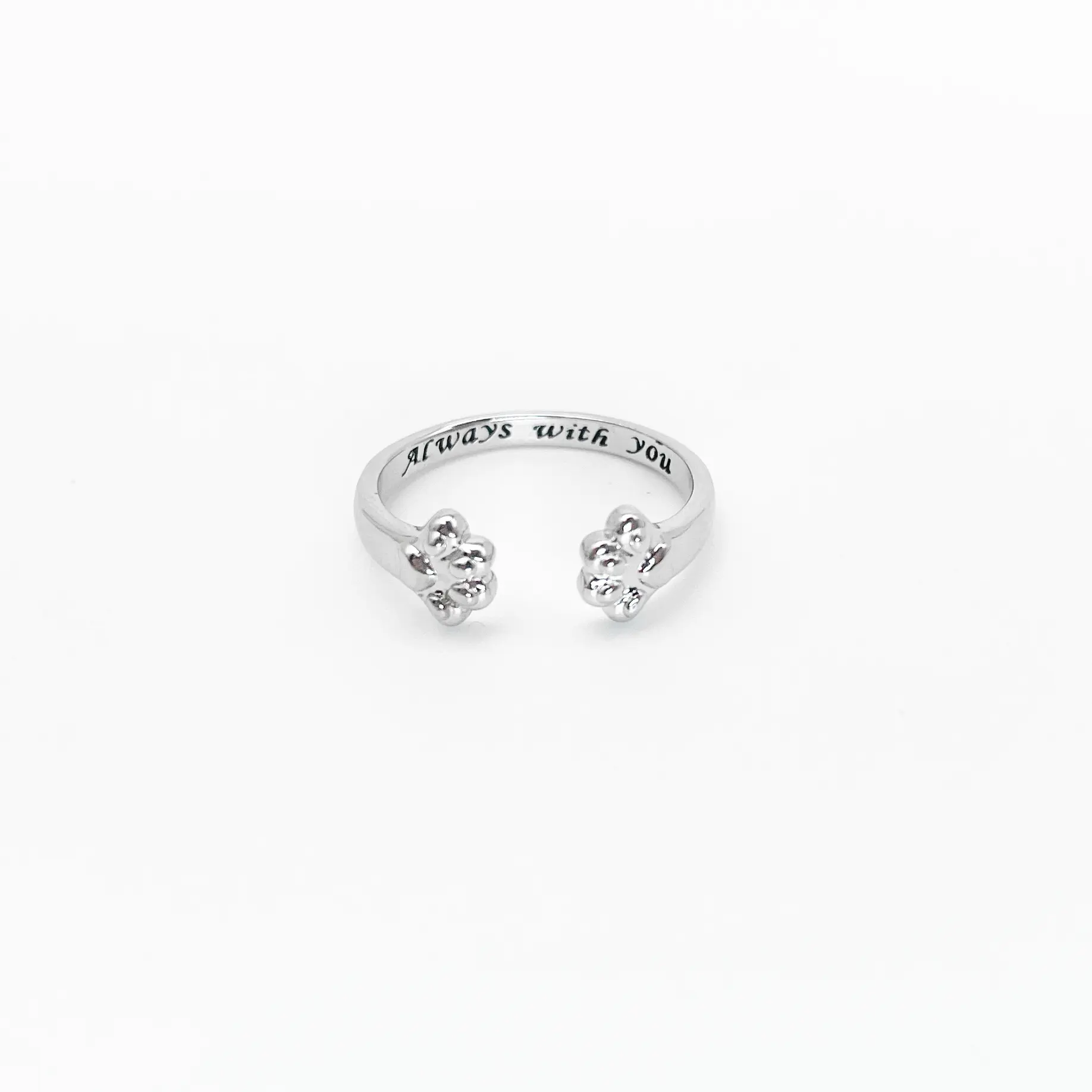 Paw Hug Ring, Adjustable Paw Print Memory Ring Never Gone Always Loved Forever In My Heart Durable Material Simple Design Ideal Gift for Pet Owners