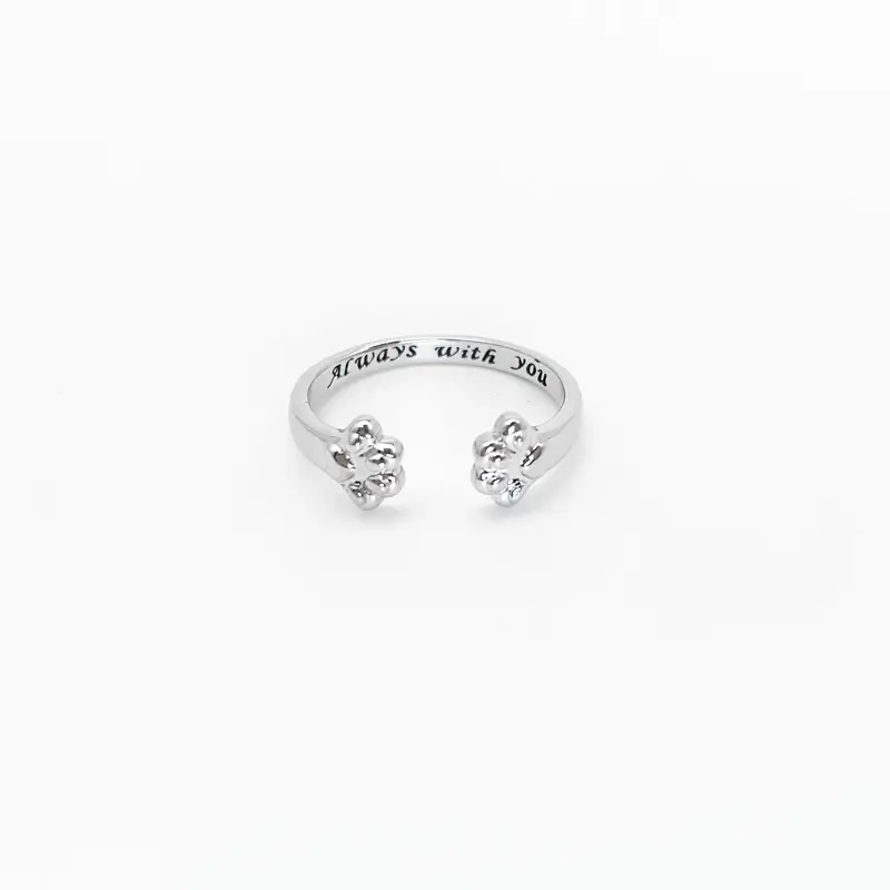 Paw Hug Ring, Adjustable Paw Print Memory Ring Never Gone Always Loved Forever In My Heart Durable Material Simple Design Ideal Gift for Pet Owners