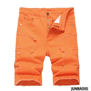 JUNBAOSS Men's Slim Fit Stretch Denim Shorts Jean Shorts for Men, Fashion Straight Comfort Flex Waist Short Jean Cotton Fabric Menswear