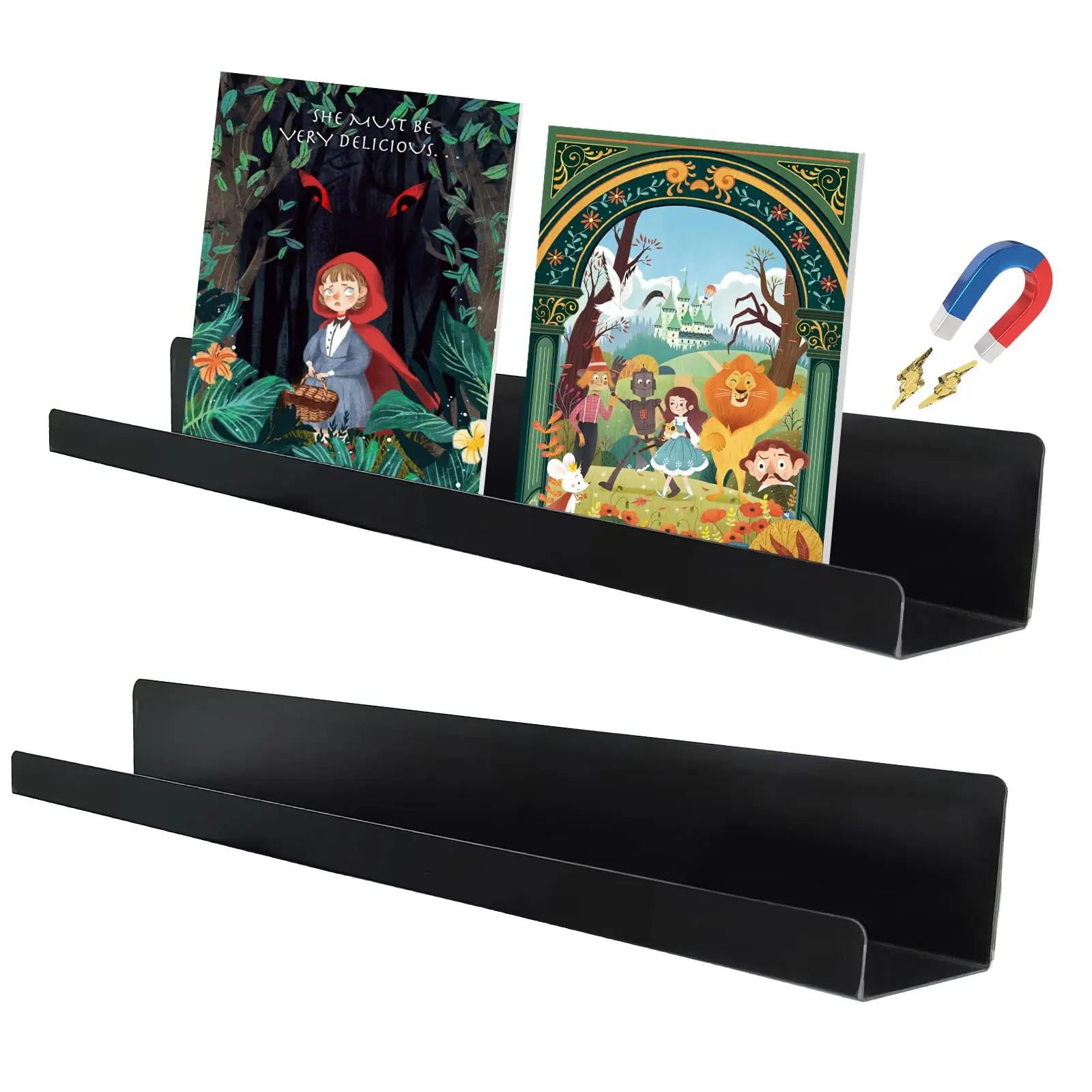 2 Pack Magnetic Book Shelf For Whiteboard Classroom  17 Inch Metal Floating Shelves Heavy Duty Display Holder Office And Teacher