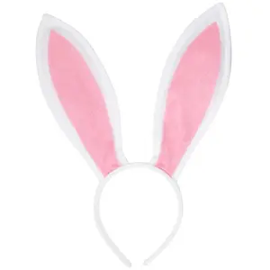 Funcredible BunnyHHWW Funcredible Easter White Bunny Ears Headband - Velvet Rabbit Ears - Bunny Cosplay Costume Accessories - 2 Pack Bendable Bunny Ears for Kids and Adult