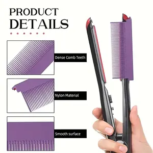 Hair Straightener Helper Comb, Fine Tooth Heat-Resistant Comb for Flat Iron Hair Straightening, Suitable for Wigs and Hairstyling