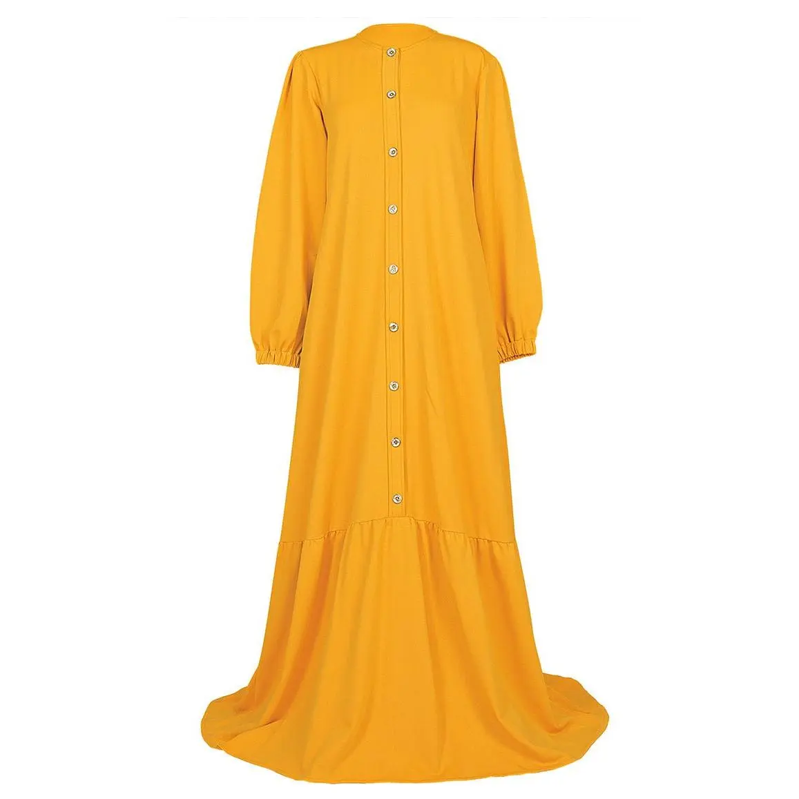 Women's Front Button Yellow Warm Ponte roma Abaya