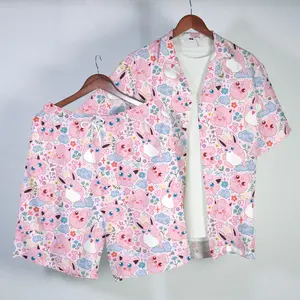 Jiglypuf Hawaiian Shirt Tropical Button Up Shirt Summer Beach Short Cute Pastel Dreamy Pattern Matching Set Jiglypuf Shirt Gifts