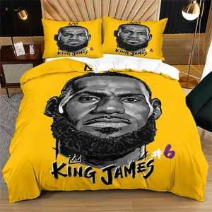 NBA Star Pattern Duvet Cover Set, Suitable For Indoor Decoration, Suitable As a Moving Or Holiday Gift, Includes 1 Duvet Cover And 1 Or 2 Pillowcases, Excluding The Duvet Core And Pillow Core