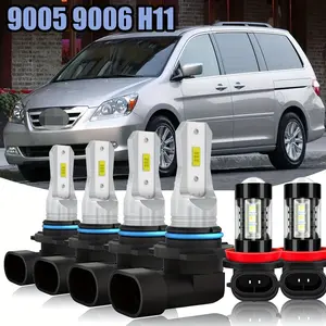 For Honda Odyssey 2005-2010 9005/HB3 9006/HB4 H11 6x LED Bulbs Kit Combo High Power Lamps 500% Brightness Super Bright White Bulbs High Low Beam Fog Lights 4000LM 6000K 40W, Plug And Play, Without Battery