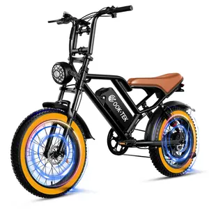[OOK-TEK] 1000W 48V 17.5Ah Off-Road Electric Bike for Adults 20" Fat Tires Dual Suspension 50KM/H Top Speed 35–50KM Range Shimano 7 Gears Front & Rear Drive CE UL2849 Approved