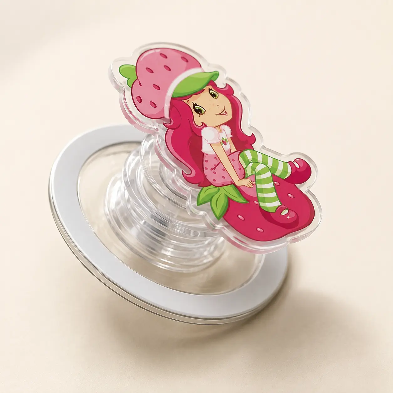Cute Strawberry Magnetic Phone Grip, Sweet Berry Acrylic Phone Holder, Kawaii Fruit Phone Stand, Pink Cottagecore Accessory