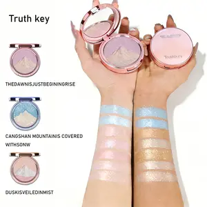 TruthKey "Potato Mousse" Highlighter Powder Palette - 3-Pack for Day to Night Glow, Cruelty Free & Vegan, Long-Lasting Formula, Creamy Texture, No Glitter Fallout, Tri-Color Patchwork One Plate, Multiple Uses Nude Glow Makeup Compact Smooth Silky